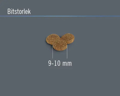 Foderbitarnas storlek: 9 till 10 millimeter