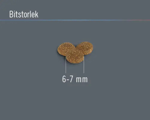 Foderbitarnas storlek: 6 till 7 millimeter