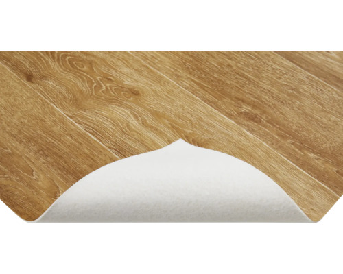 Vinylgolv med trädesign och vit undersida för ljudisolering