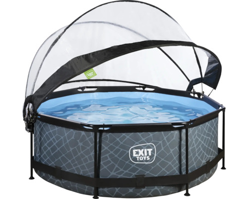 Rund ovanmarkspool med tak