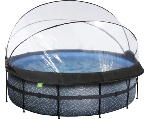Rund pool ovan mark med skydd