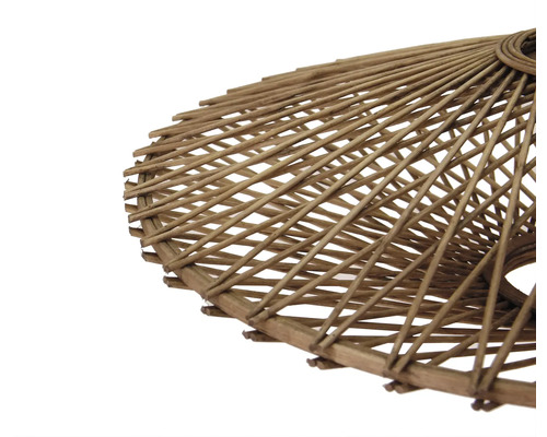 Detaljvy av en lampskärm i rotting