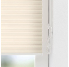 Närbild av en beige plisségardin för fönster med kontroll