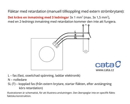Kopplingsschema för fläktar med fördröjning