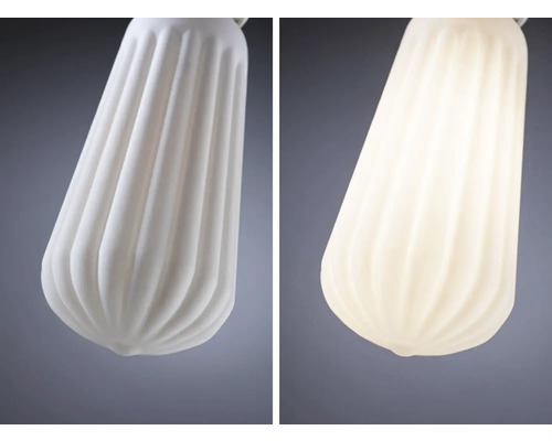 Jämförande vy: keramisk hänglampa på och av