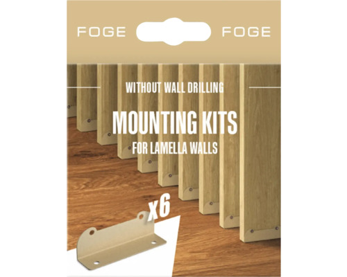 Monteringssats för lamellväggar, för fastsättning utan borrning, sex stycken