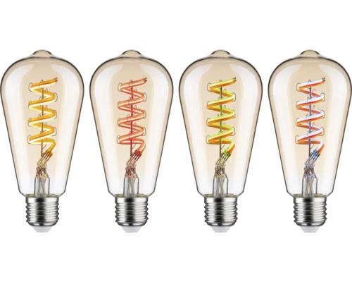 Fyra dekorativa LED-lampor med E27 sockel och glödtråd