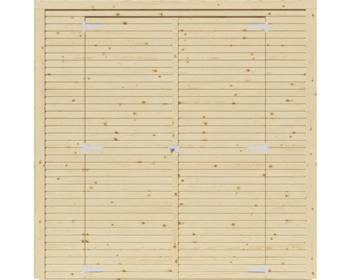 Dubbeldörr i trä för trädgårdshus