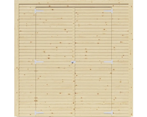 Dubbeldörr i trä för trädgårdshus