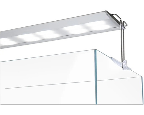 Akvariumlampa med fäste monterat på glas