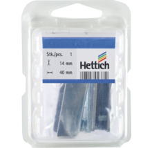 Hettich möbelbeslag i transparent plastbehållare