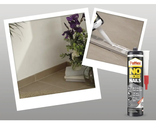 Applicering av Pattex monteringslim för golvlister