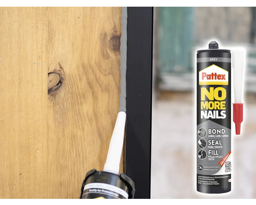 Pattex No More Nails monteringslim används mellan trä och ram