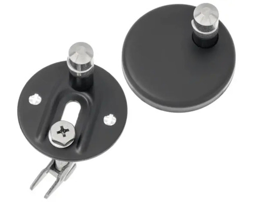 Toalettsitsfäste i metall, två stycken