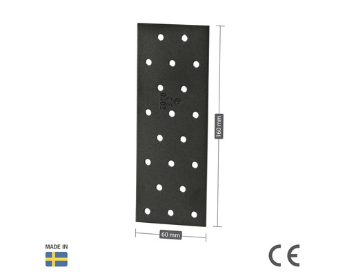 Anslutningsplatta, 160 x 60 millimeter, med borrhål