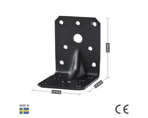Vinkelkontakt av metall, 70 x 70 x 55 millimeter