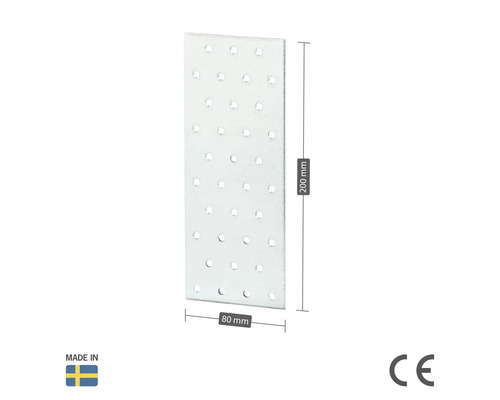 Perforerad metallplåt, 200 x 80 millimeter