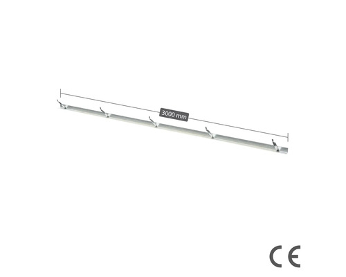 Garderobsstång med fem krokar, 3000 millimeter lång