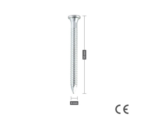 Spik med måtten 50 mm längd och 4 mm diameter