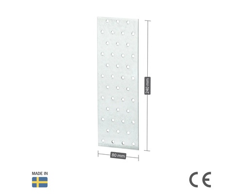 Perforerad plattanslutning, 240 mm x 80 mm