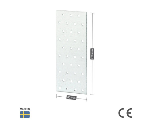 Perforerad metallplatta, 200 x 80 mm