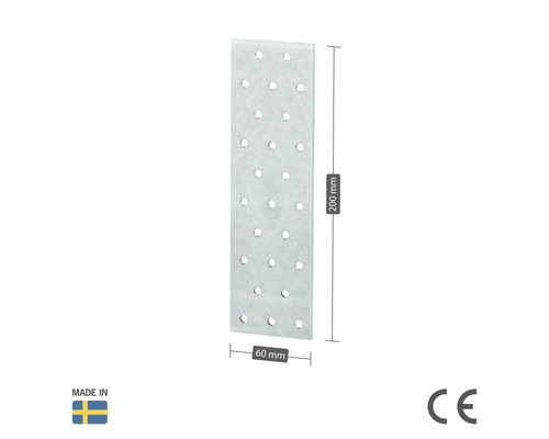 Hålplåtsanslutning, 200x60 millimeter