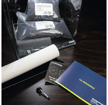 Akvarietillbehörsset med bottenmaterial, filter, vattenberedare och manual