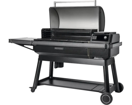 Öppen grillvagn med sidobord och förvaringsutrymme