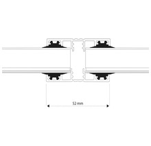 Illustration av 52 millimeters bredd på en anslutningsprofil
