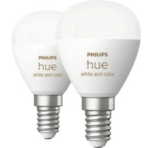 Två Philips Hue lampor, E14 sockel