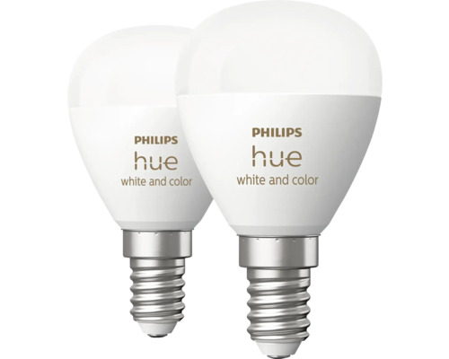Två Philips Hue lampor, E14 sockel