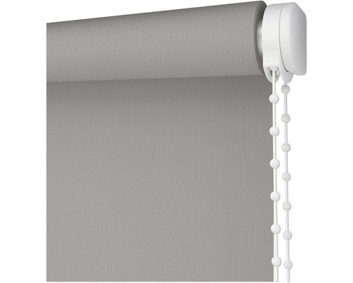 Grå rullgardin med kedjedrag för fönsterdekoration