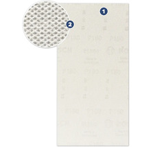 Sandpapper med korn och förstorad detaljvy av ytan