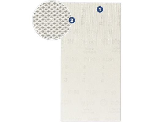 Sandpapper med korn och förstorad detaljvy av ytan