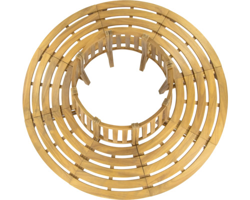 Trädbänk i trä, cirkelformad