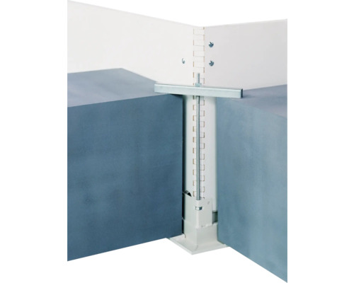 Detaljvy av ett metallfästsystem för väggmontering med skruvar