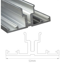 Aluminiumprofil med teknisk ritning och måttuppgift 52 mm.