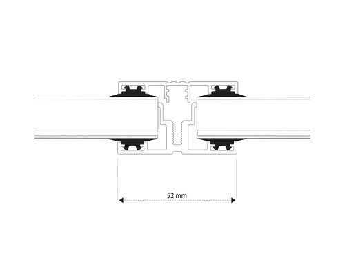Illustration av en anslutningsprofil med en bredd på 52 millimeter.
