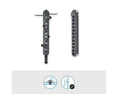 Trädgårdsredskapshållare för vertikal montering