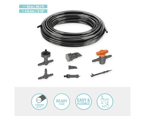 Gardena Micro-Drip-System med 20 meters slang och olika anslutningsstycken för bevattning