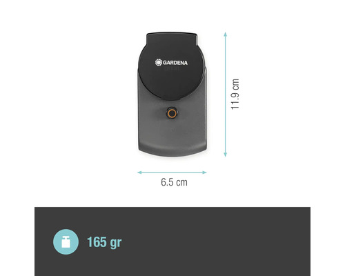 Gardena smart sensor med måtten 11,9 cm höjd och 6,5 cm bredd