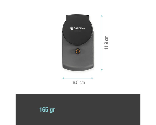Gardena smart Sensor med måtten 11,9 cm x 6,5 cm och en vikt på 165 gram