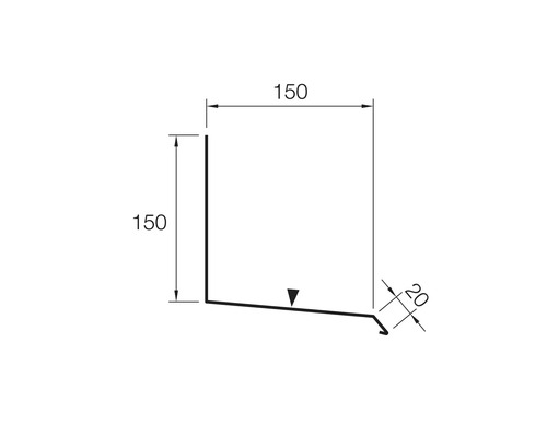 Teknisk ritning av en vägganslutningsprofil med måttangivelser