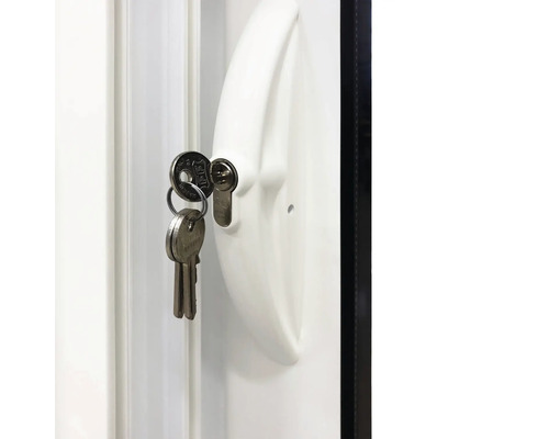 Dörrlås med nycklar i profilcylinder