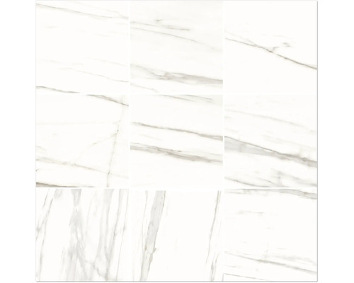 Nio vita plattor med marmorlook