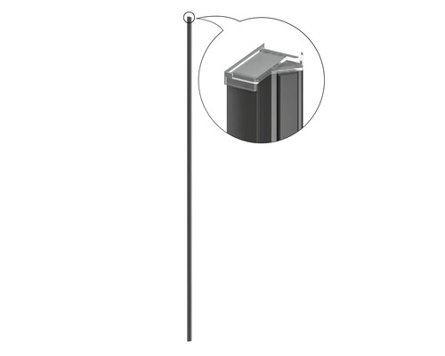Nischprofil FORM & STYLE Modena svart matt 1950 mm Staketstolpe med lock
