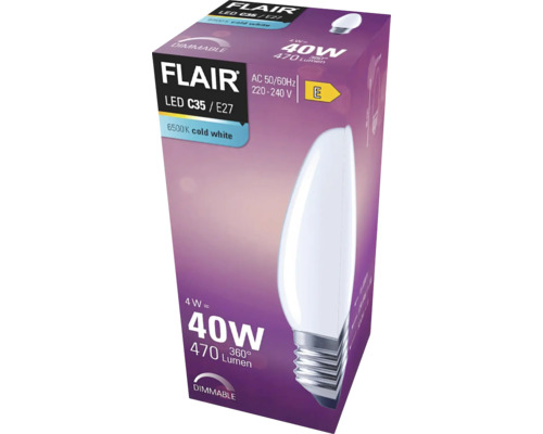 Förpackning för Flair LED-lampa C35 E27, 4 watt, 470 lumen, dimbar
