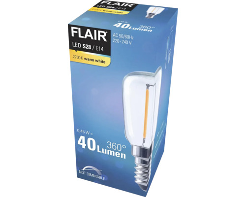 Förpackning för Flair LED-lampa S28 E14, 40 lumen, ej dimbar