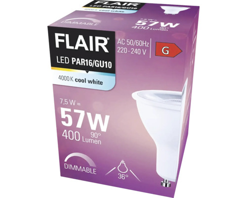 FLAIR LED-lampa PAR16/GU10, dimbar, 4000K kallvit