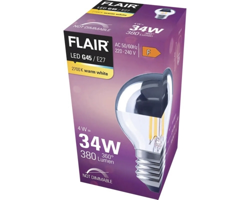 Förpackning för en Flair LED-lampa G45 E27, ej dimbar